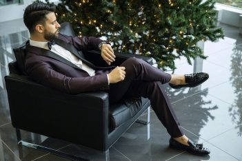 man in suit at Christmas