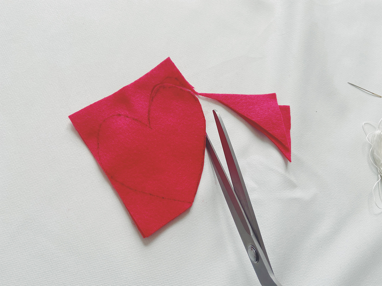 cutting out the hearts from felt