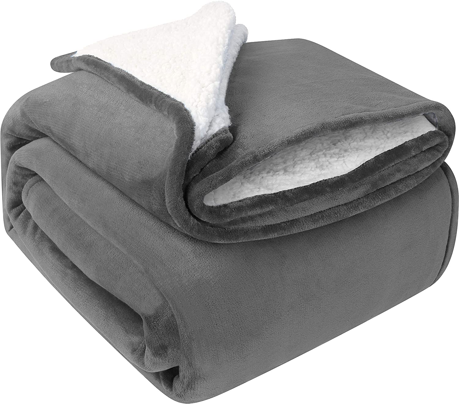 Grey sherpa fleece blanket