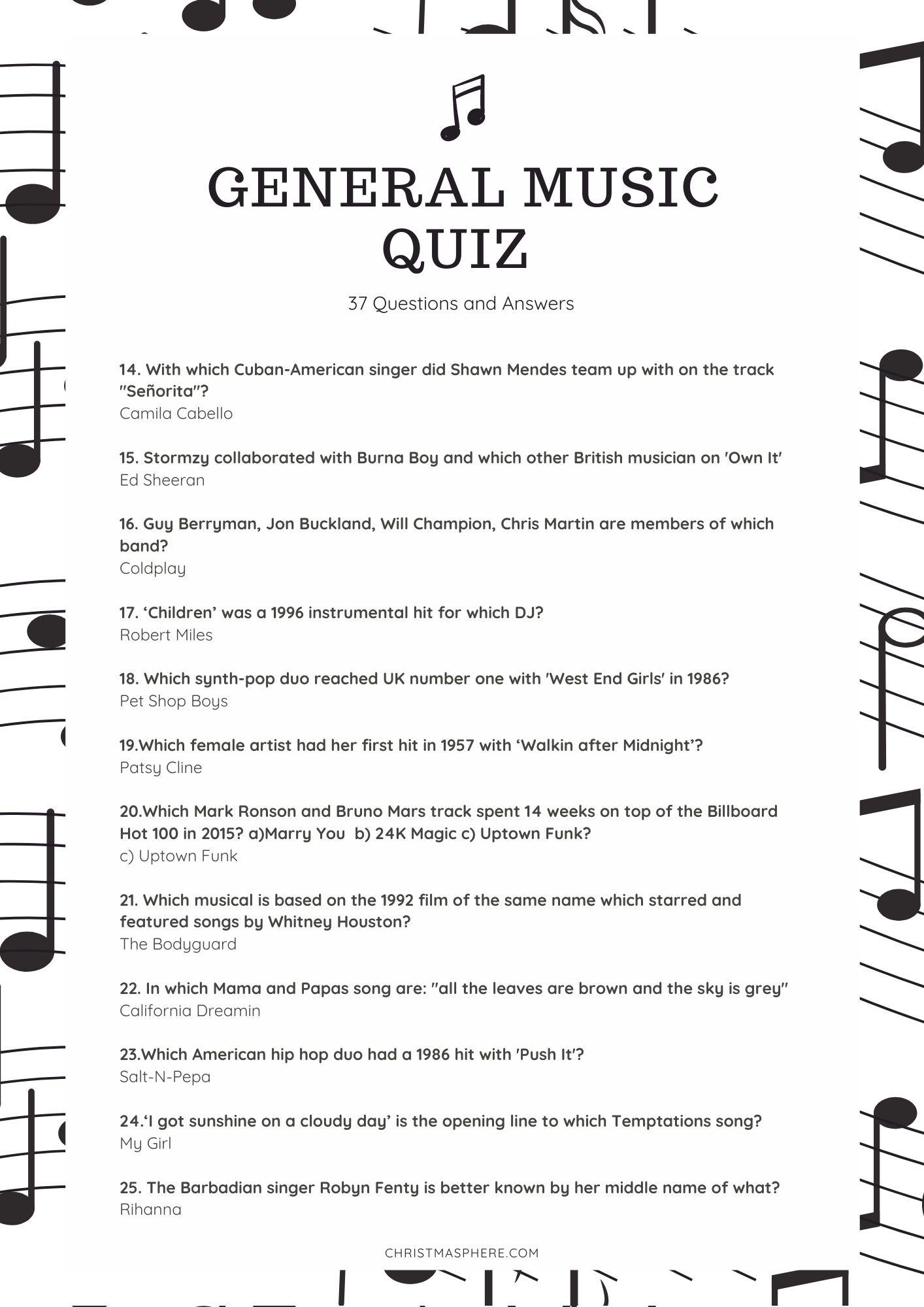 Questions about music. Music Quiz.