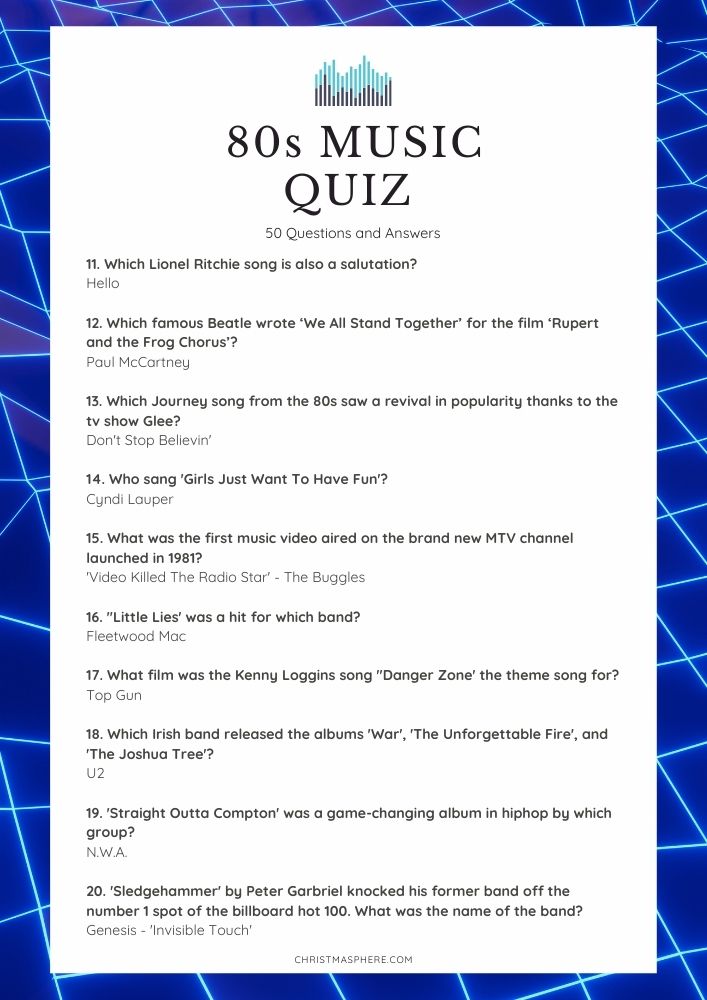 80s Music Quiz 50 Music Trivia Questions And Answers 2022 2022 