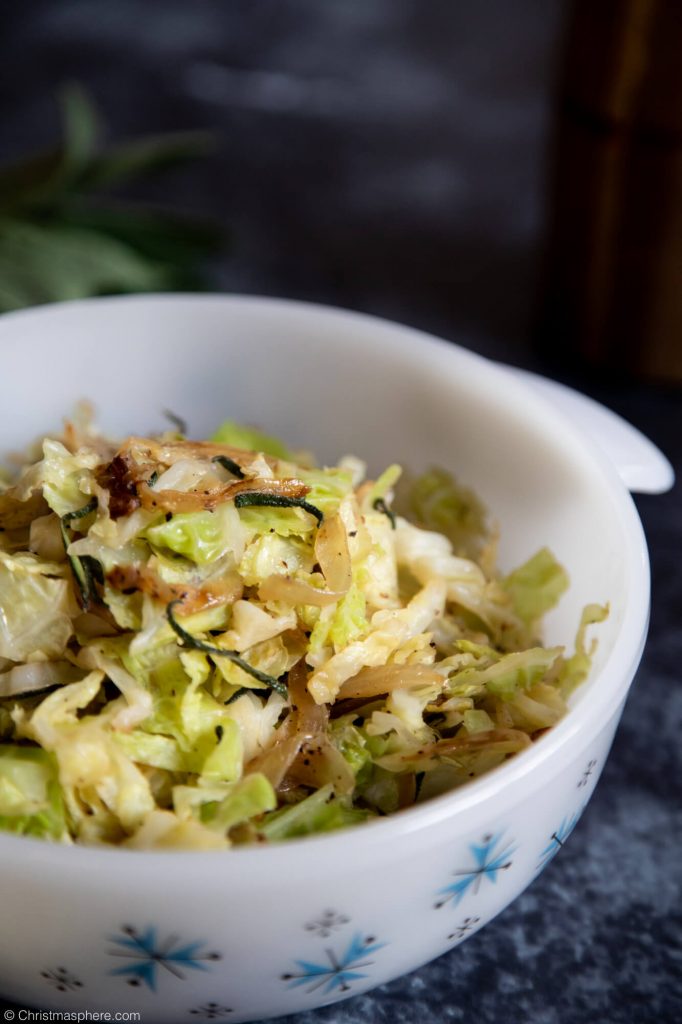 Sautéed Cabbage with Caramelised Onion and Fried Sage