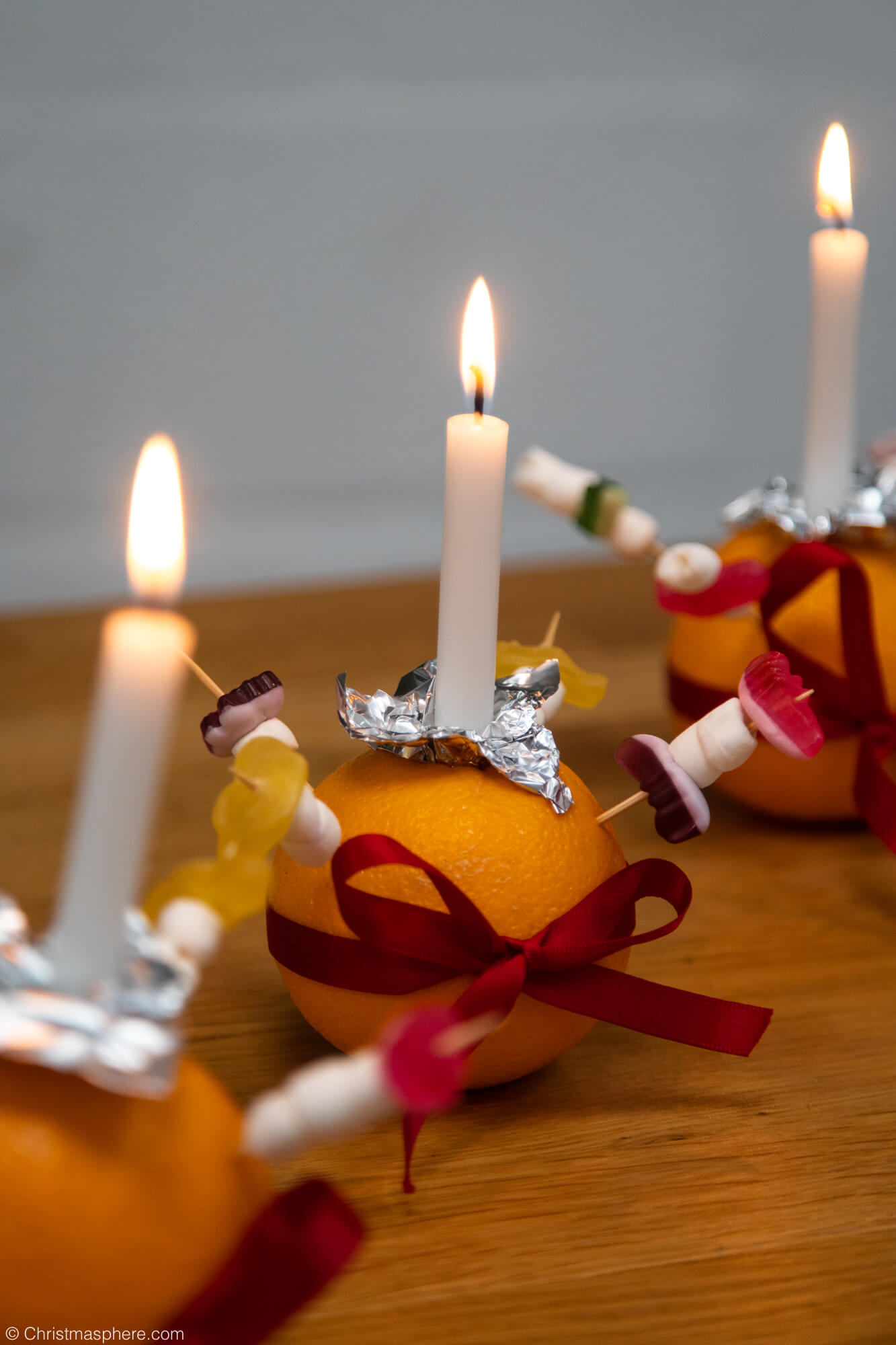 row of Christingle candles