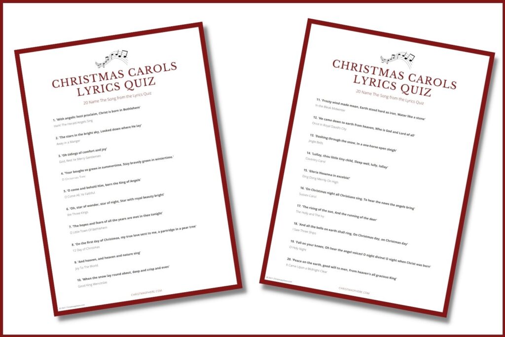 Christmas Carols Lyrics Quiz