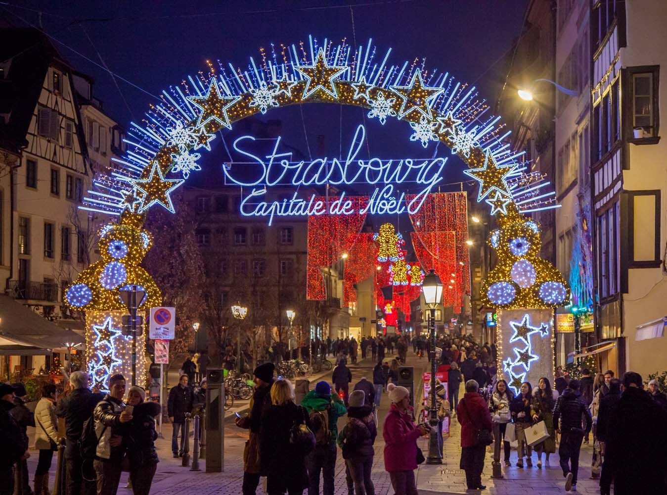 Strasbourg Christmas market at night