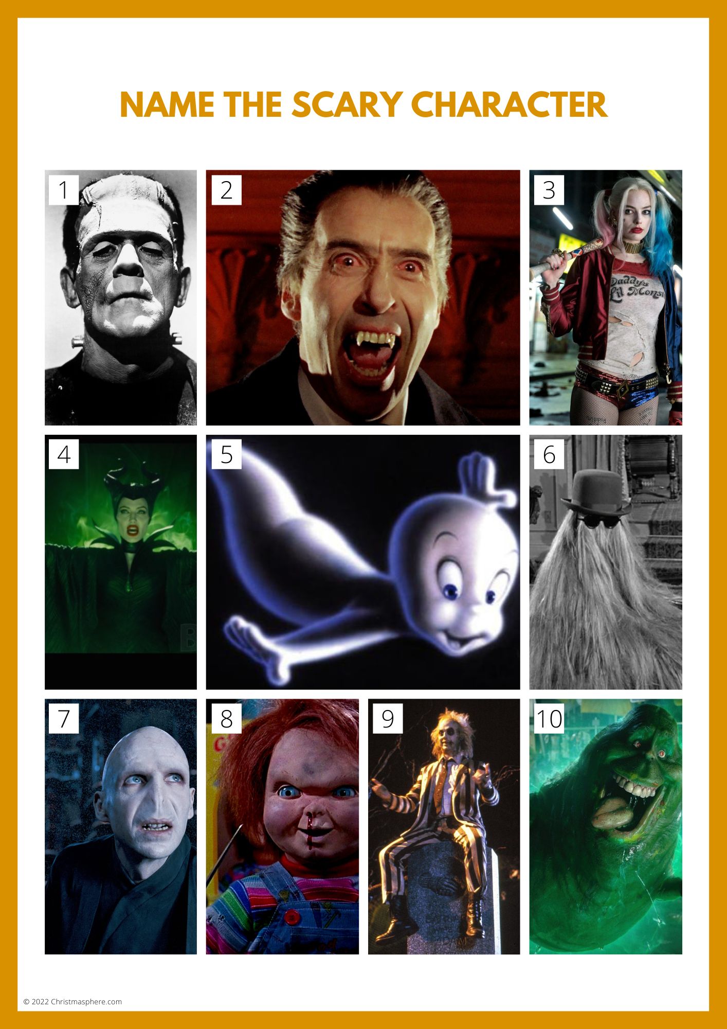 Halloween Picture Quiz - Name the scary character