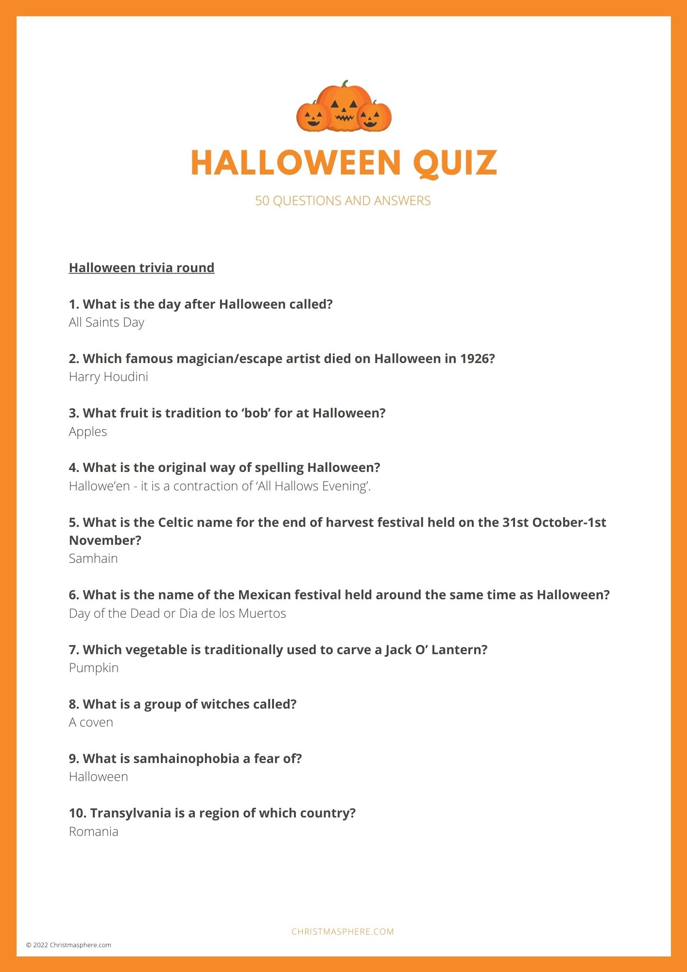 Halloween Quiz part 1