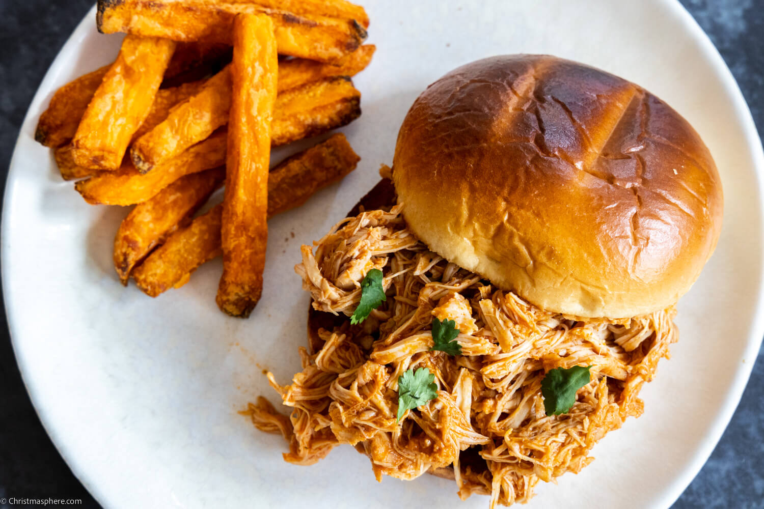 Slow Cooker Pulled Chicken with fries