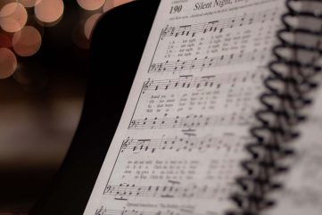 open music book on Silent Night