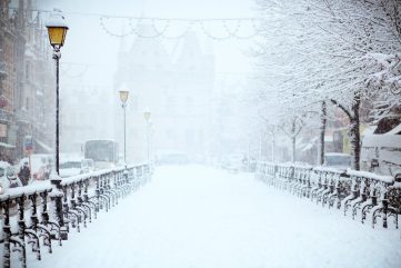 snowy street scene